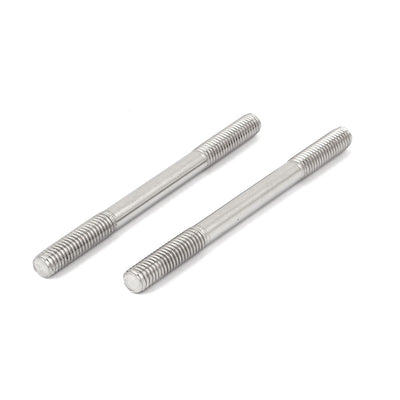 Harfington M8 x 100mm Tight Adjustable Push Rod Double End Thread Stud Silver Tone 10pcs