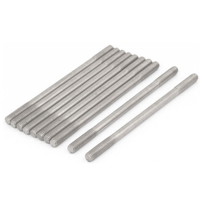 Harfington M8 x 140mm Tight Adjustable Push Double End Thread Stud Teeth Rod 10pcs