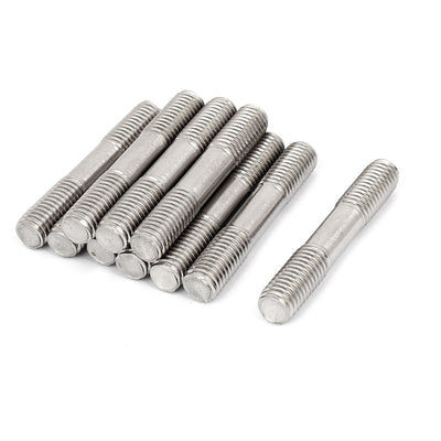 Harfington 304 Stainless Steel Double End Thread Tight Adjustable Push Rod Stud M10x60mm 10pcs