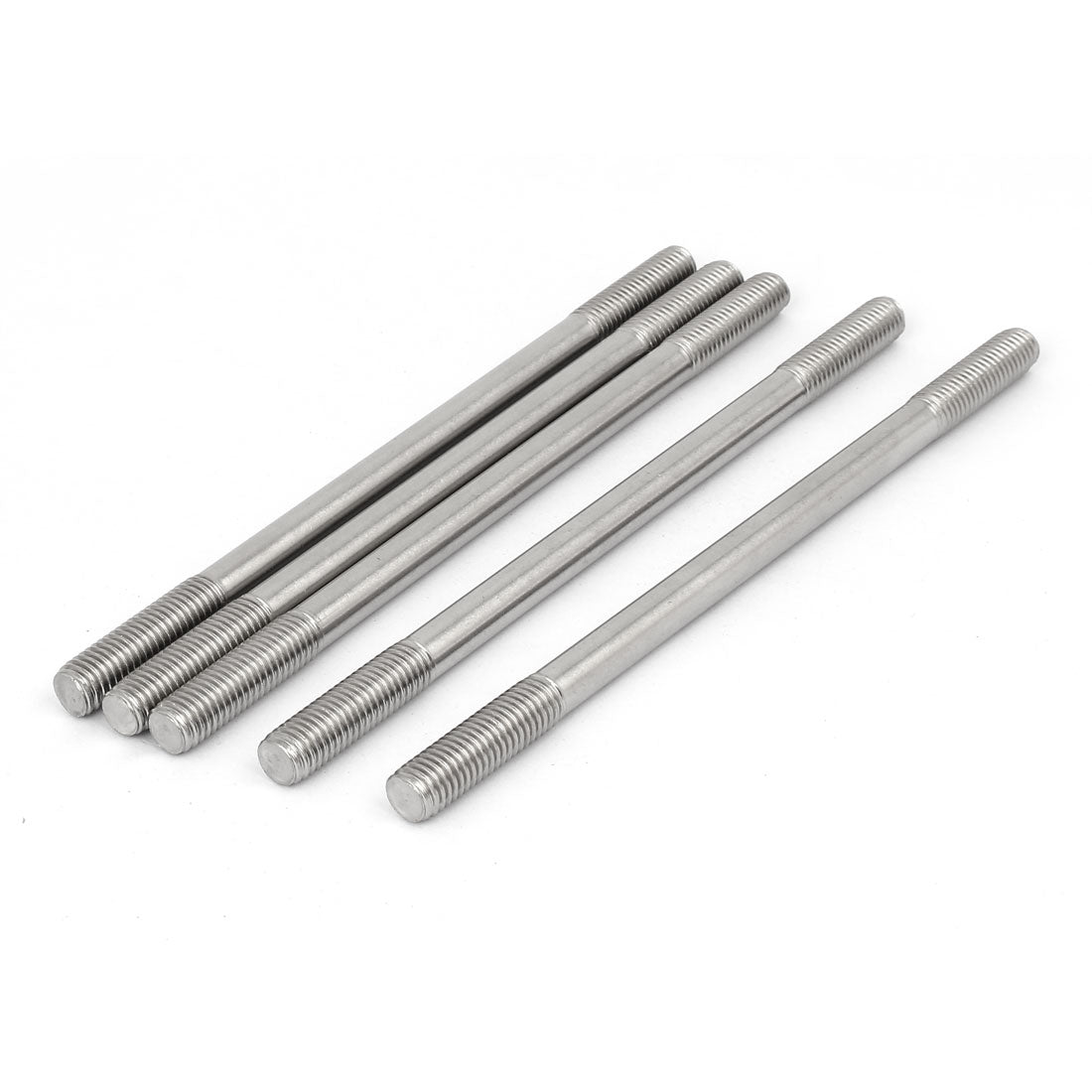 Harfington 304 Stainless Steel Double End Thread Tight Adjustable Push Rod Stud M10x180mm 5pcs