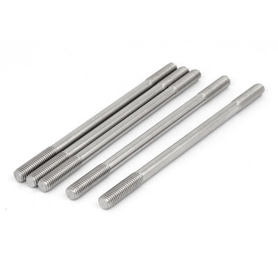 Harfington 304 Stainless Steel Double End Thread Tight Adjustable Push Rod Stud M10x180mm 5pcs