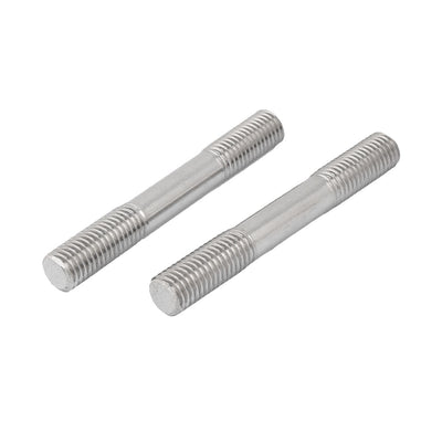 Harfington M12 x 90mm 304 Stainless Steel Double End Thread Stud Teeth Rod 5pcs
