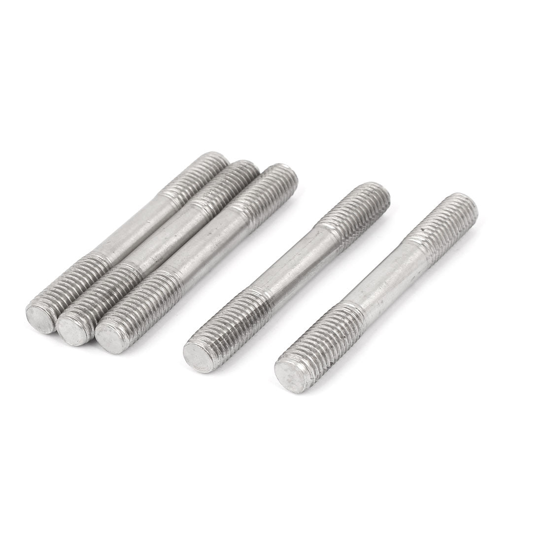 Harfington M12 x 90mm 304 Stainless Steel Double End Thread Stud Teeth Rod 5pcs