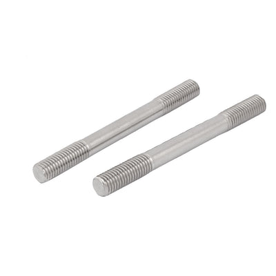 Harfington M12 x 125mm 304 Stainless Steel Double End Thread Stud Teeth Rod 5pcs