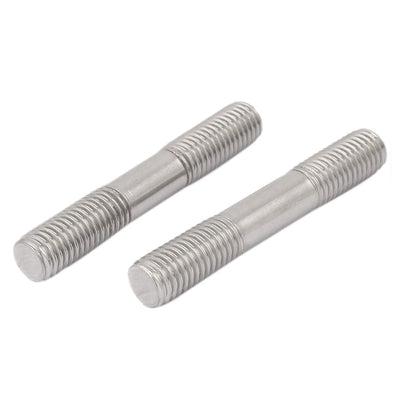 Harfington M14 x 90mm 304 Stainless Steel Double End Thread Stud Teeth Rod 5pcs