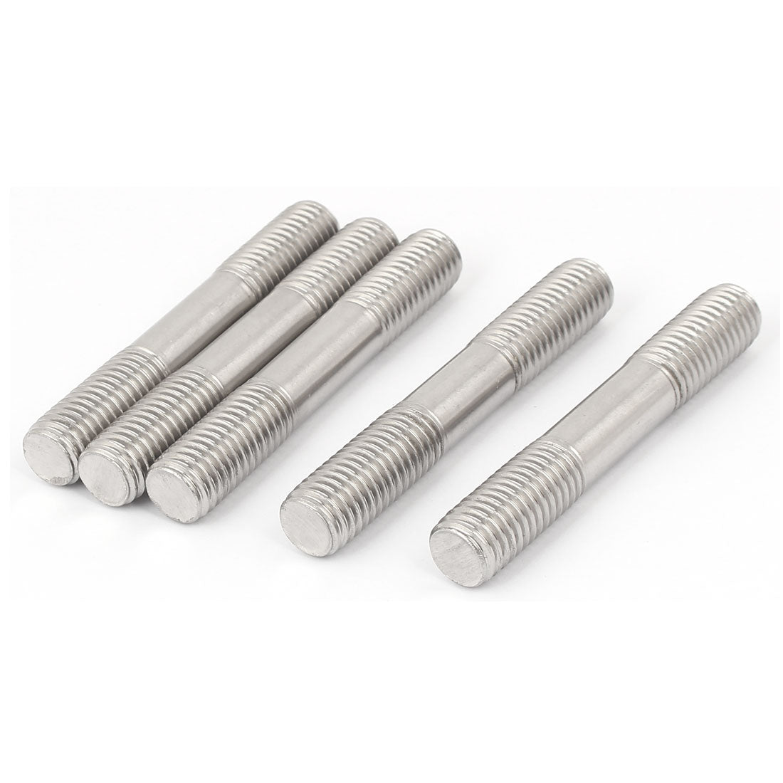 Harfington M14 x 90mm 304 Stainless Steel Double End Thread Stud Teeth Rod 5pcs