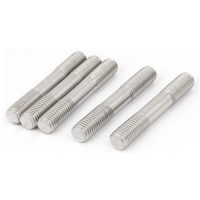 Harfington M14 x 90mm 304 Stainless Steel Double End Thread Stud Teeth Rod 5pcs