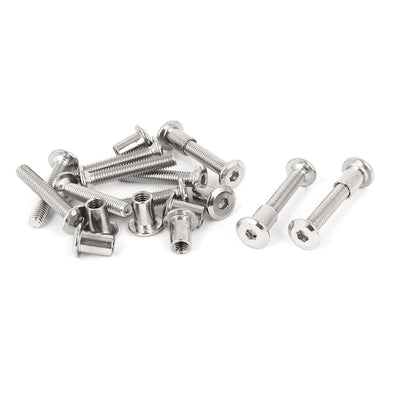 Harfington M6 x 35mm Hex Socket Head Barrel Nut Countersunk Screw Bolt Fasteners 10 Sets