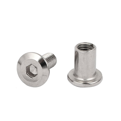 Harfington Metal Hex Socket Countersunk Screw Bolts Barrel Nuts Fasteners 6mmx10mm 10pcs