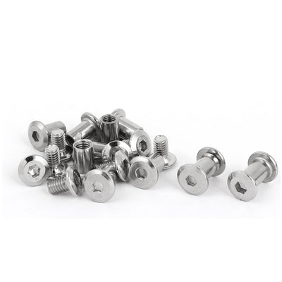 Harfington Metal Hex Socket Countersunk Screw Bolts Barrel Nuts Fasteners 6mmx10mm 10pcs