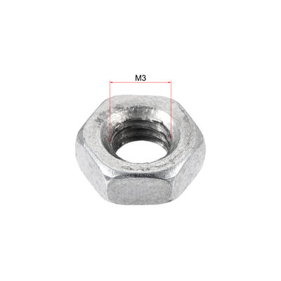 Harfington M3 Thread Dia 304 Stainless Steel Metric Hex Nut Screw Cap Fastener Silver Tone 50pcs