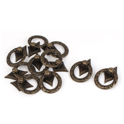 uxcell Uxcell Wooden Box Cabinet Cupboard Drawer Metal Ring Pull Handle Grip Bronze Tone 10pcs