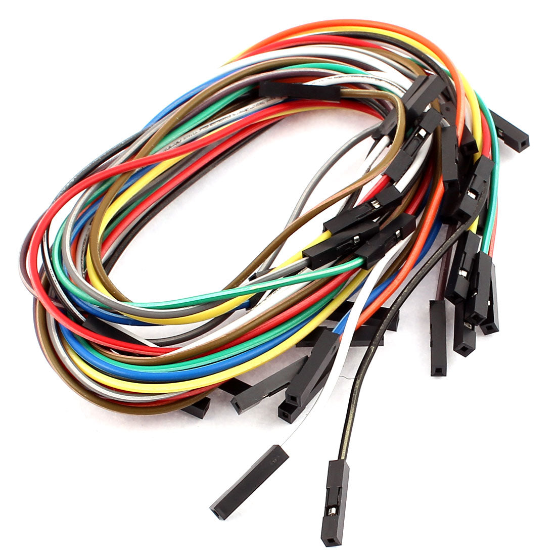 Harfington 15 Pcs Female to Female 1P Jumper Wire Ribbon Cable Breadboard DIY 40cm Long