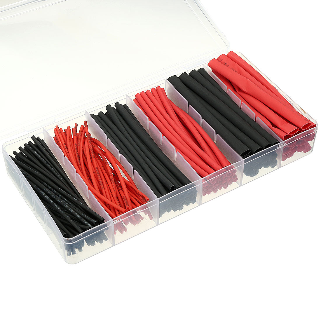 Harfington 190Pcs 2:1 Heat Shrink Tubing Tube Sleeving Wire Cable 3 Sizes Black Red