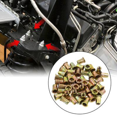 Harfington 50pcs M8 Car Bronze Tone Carbon Steel Thread Flat Head Rivet Nut Insert Nutserts