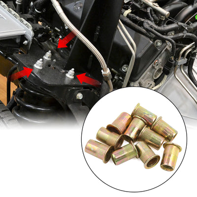 Harfington 10 Pcs Car M8 Bronze Tone Carbon Steel Thread Metal Rivet Nut Insert Nutserts