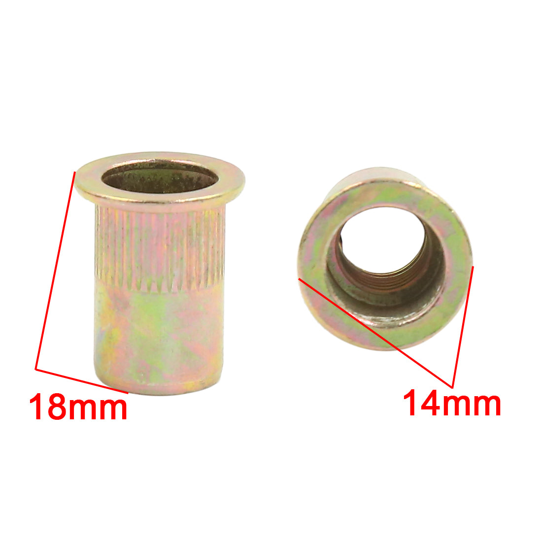 Harfington 10 Pcs Car M8 Bronze Tone Carbon Steel Thread Metal Rivet Nut Insert Nutserts