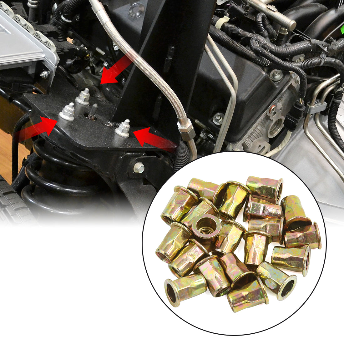 Harfington 20 Pcs M8 Car Bronze Tone Carbon Steel Thread Half Hexagonal Rivet Nut Nutserts