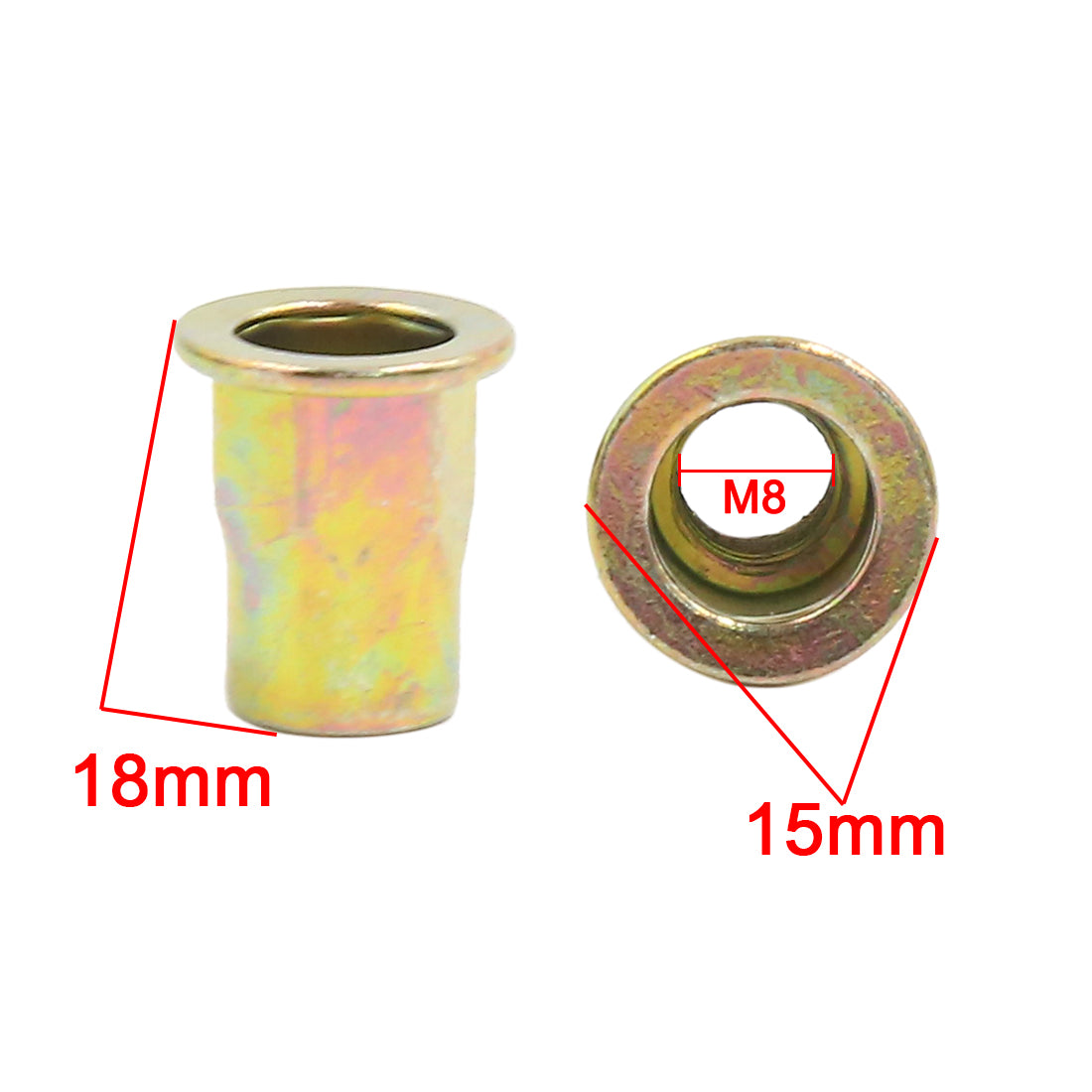 Harfington 20 Pcs M8 Car Bronze Tone Carbon Steel Thread Half Hexagonal Rivet Nut Nutserts