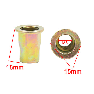 Harfington 20 Pcs M8 Car Bronze Tone Carbon Steel Thread Half Hexagonal Rivet Nut Nutserts