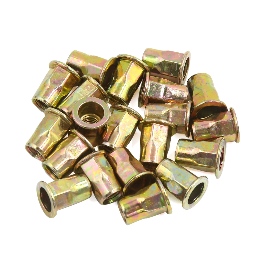 Harfington 20 Pcs M8 Car Bronze Tone Carbon Steel Thread Half Hexagonal Rivet Nut Nutserts