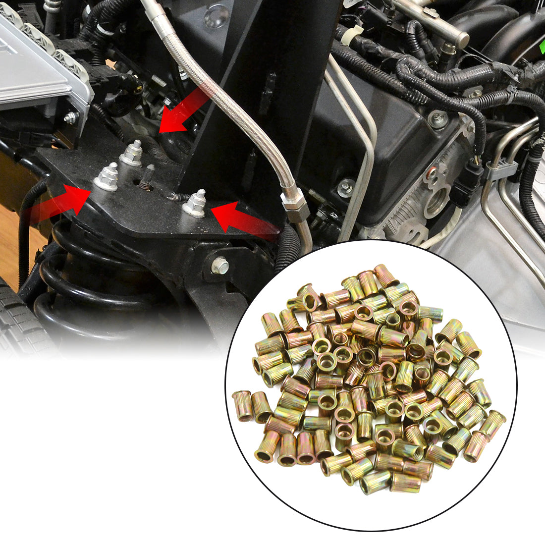 Harfington M4 Bronze Tone Car Stainless Steel Small Head Blind Rivet Nut Nutserts 100 Pcs