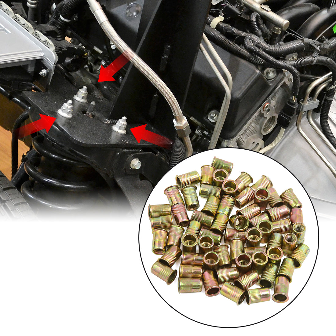 Harfington 60 Pcs M6 Car Bronze Tone Metal Thread Small Head Rivet Nut Insert Nutserts