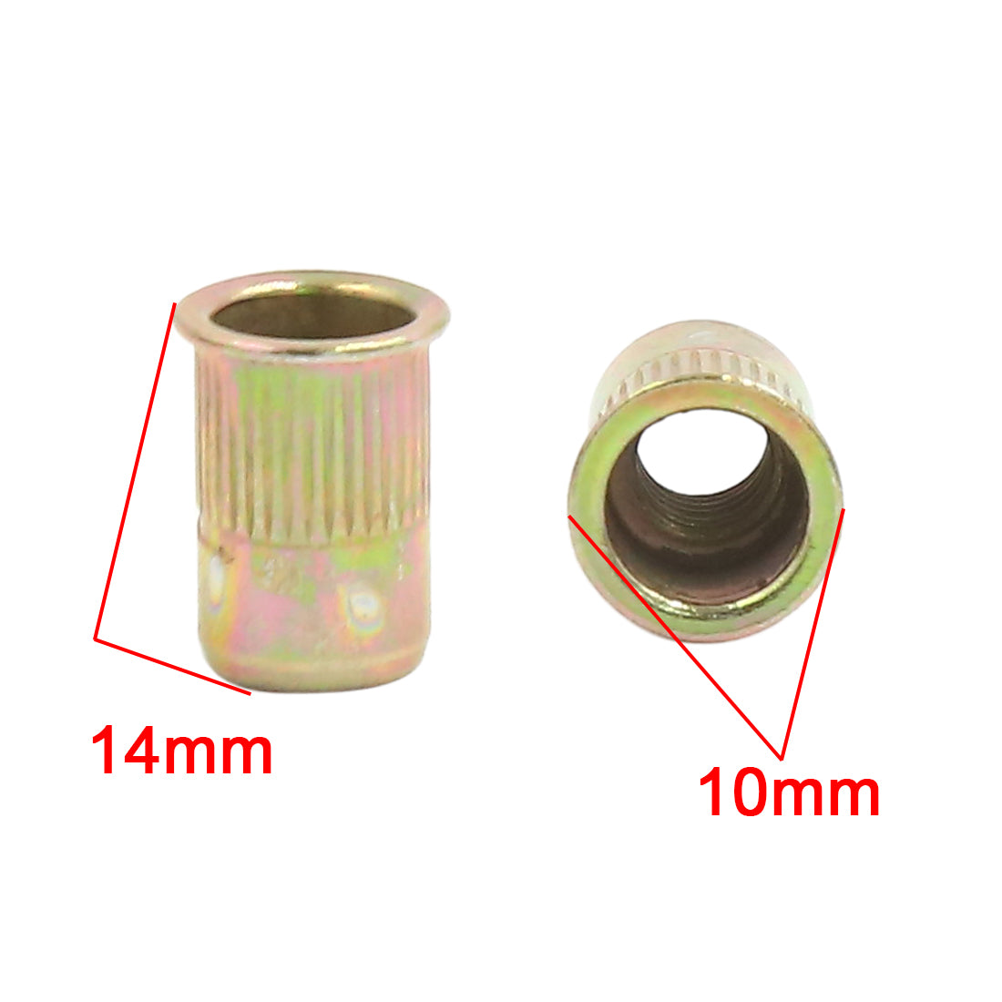 Harfington 60 Pcs M6 Car Bronze Tone Metal Thread Small Head Rivet Nut Insert Nutserts