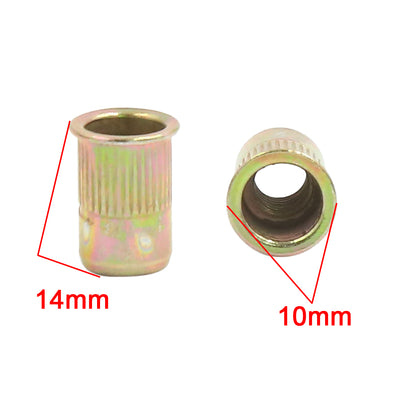 Harfington 60 Pcs M6 Car Bronze Tone Metal Thread Small Head Rivet Nut Insert Nutserts