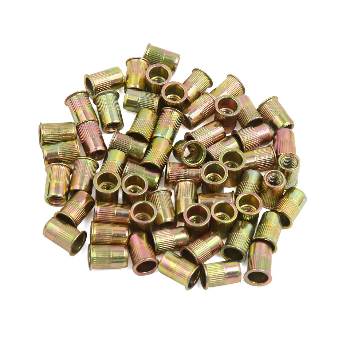 Harfington 60 Pcs M6 Car Bronze Tone Metal Thread Small Head Rivet Nut Insert Nutserts