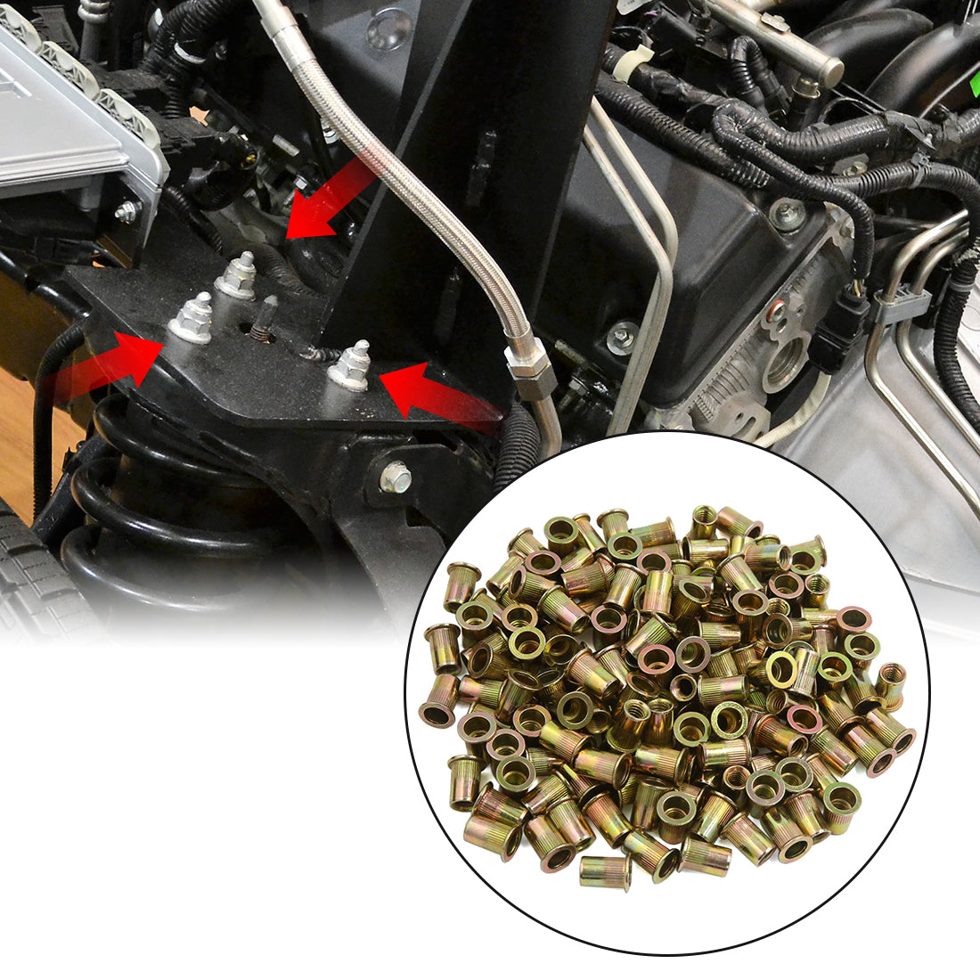 Harfington 150 Pcs 5/16-18 Bronze Tone Thread Rivet Nut Insert Nutserts for Vehicle