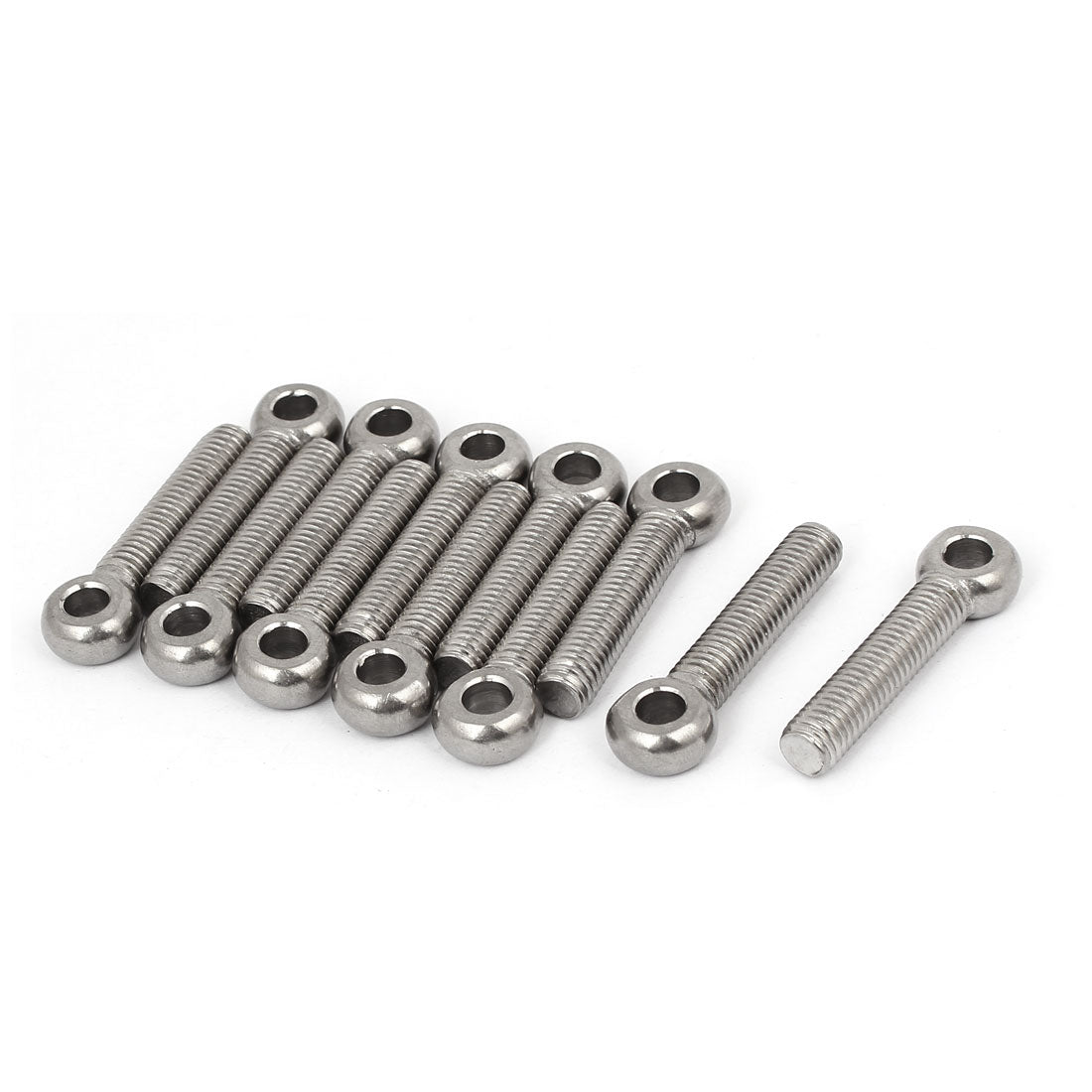 Harfington M8 x 40mm 304 Stainless Steel Machine Shoulder Lift Eye Bolt Rigging 12pcs