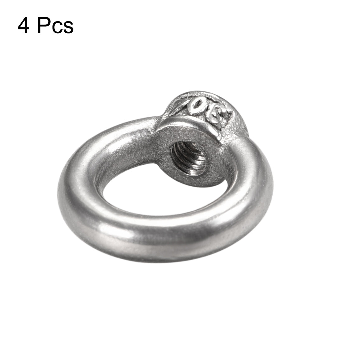 Harfington M4 Thread Dia 304 Stainless Steel Ring Shape Eyed Bolt Lifting Eye Nut 4PCS
