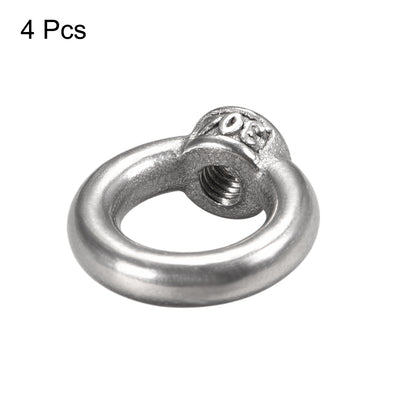 Harfington M4 Thread Dia 304 Stainless Steel Ring Shape Eyed Bolt Lifting Eye Nut 4PCS