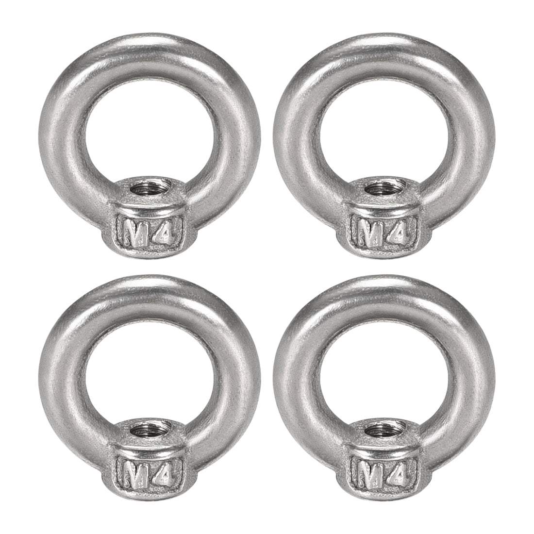 Harfington M4 Thread Dia 304 Stainless Steel Ring Shape Eyed Bolt Lifting Eye Nut 4PCS