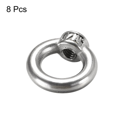 Harfington M4 Thread Dia 304 Stainless Steel Ring Shape Eyed Bolt Lifting Eye Nut 8PCS