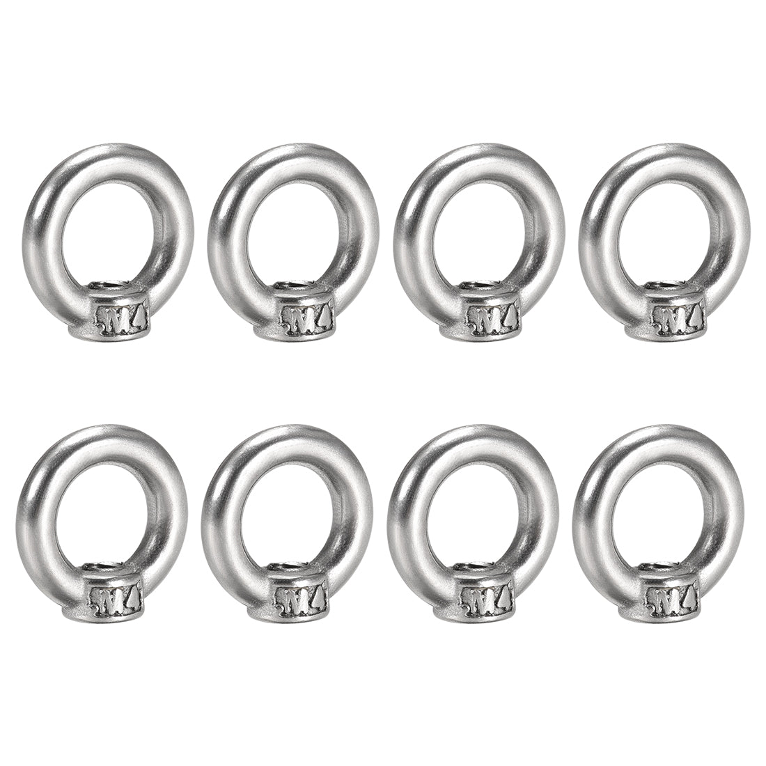 Harfington M4 Thread Dia 304 Stainless Steel Ring Shape Eyed Bolt Lifting Eye Nut 8PCS