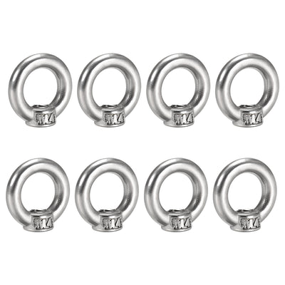 Harfington M4 Thread Dia 304 Stainless Steel Ring Shape Eyed Bolt Lifting Eye Nut 8PCS