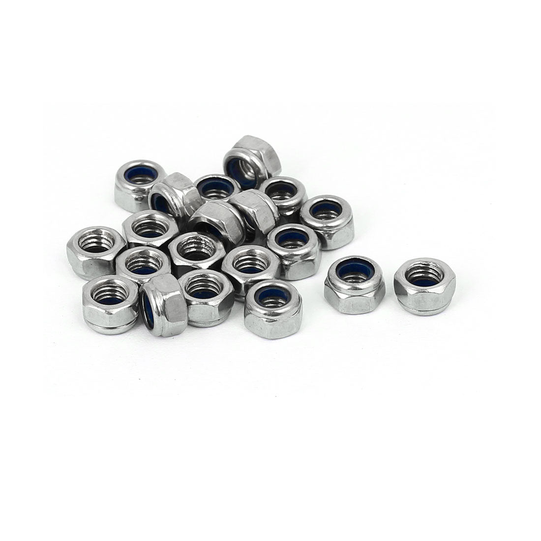 Harfington M5 x 0.8mm 304 Stainless Steel Nylock Nylon Insert Hex Lock Nut 20PCS