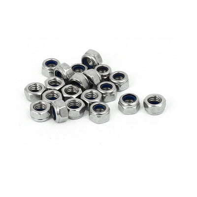 Harfington M5 x 0.8mm 304 Stainless Steel Nylock Nylon Insert Hex Lock Nut 20PCS