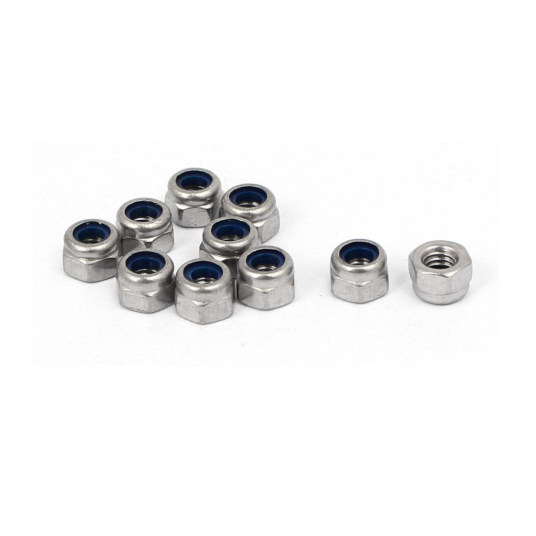 Harfington M4 x 0.7mm 304 Stainless Steel Nylon Insert Hex Lock Locking Nut 10PCS