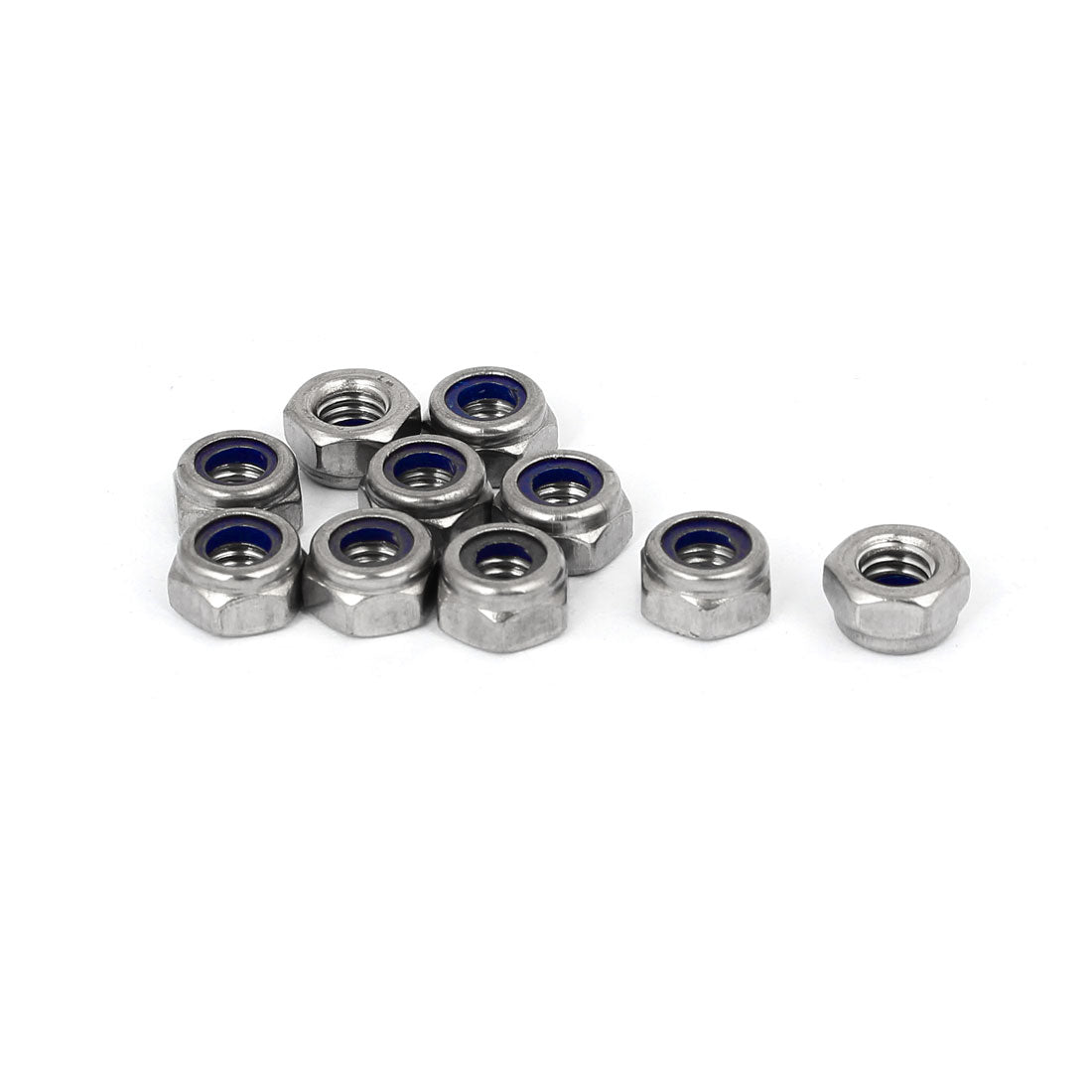 Harfington M6 x 1mm 304 Stainless Steel Nylock Nylon Insert Hex Lock Nut 10PCS