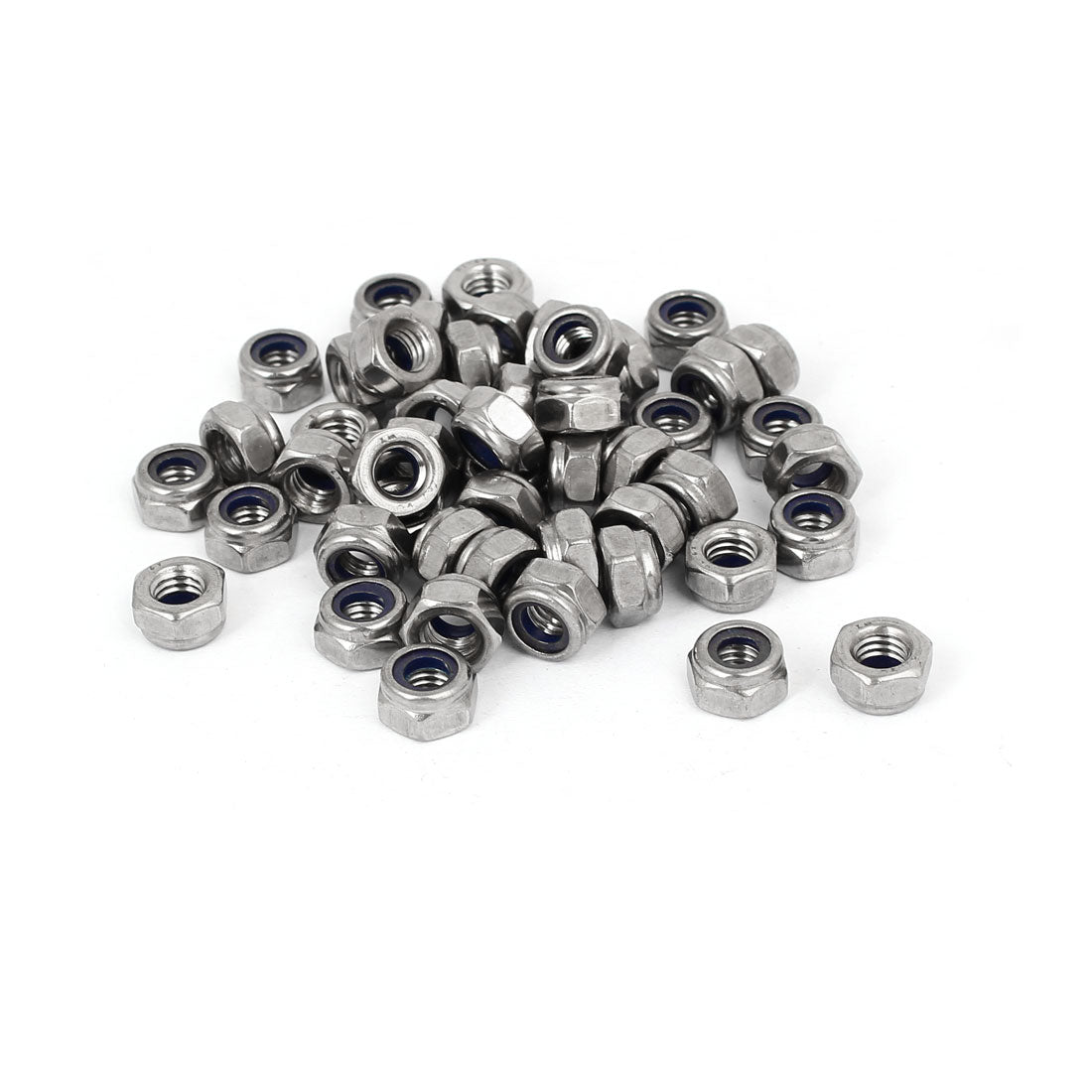 Harfington M6 x 1mm 304 Stainless Steel Nylon Insert Hex Lock Locking Nut 50PCS
