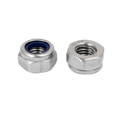 Harfington M10 x 1.5mm 304 Stainless Steel Nylon Insert Hex Lock Nut Locknut 20PCS