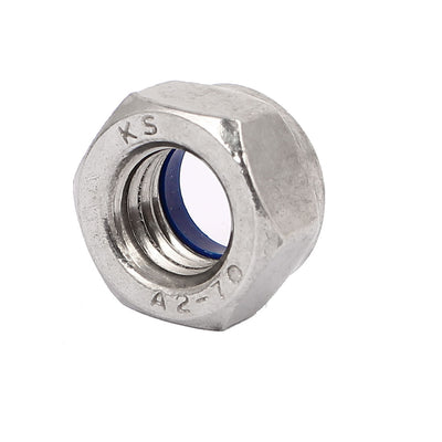 Harfington M8 x 1.25mm 304 Stainless Steel Nylock Nylon Insert Hex Lock Nut 10PCS