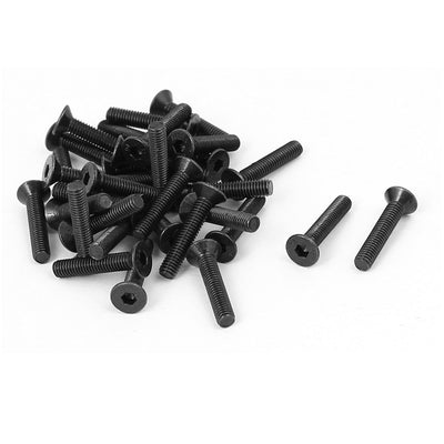 Harfington M3 x 18mm 10.9 Grade Full Thread Magnetic Hex Socket Head Screw Black 33 Pcs