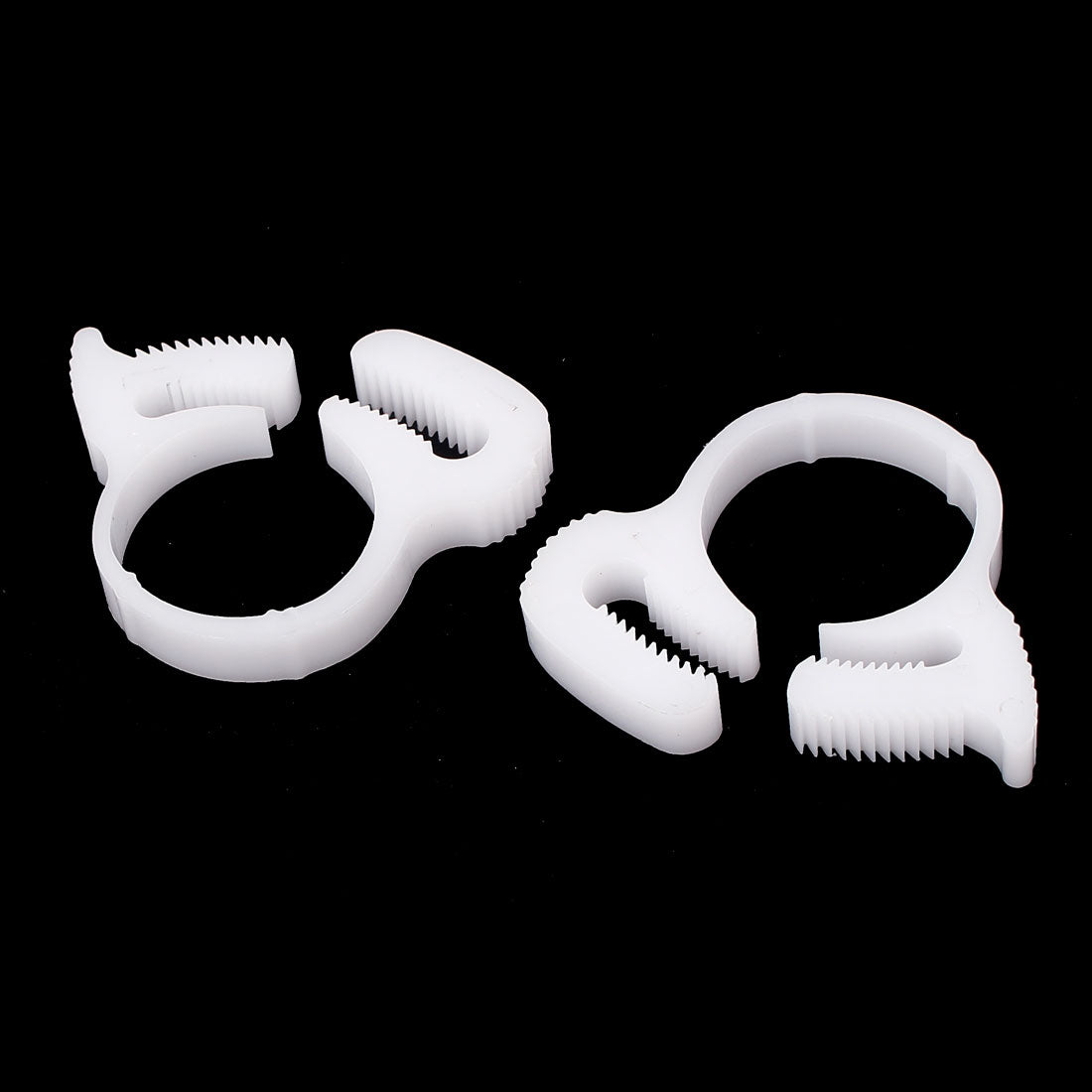 Harfington 17.2mm-19.2mm Double Gripping Plastic Hose Clamps Clips Fasteners White 4 Pcs