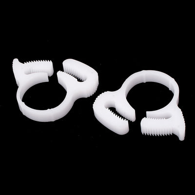 Harfington 17.2mm-19.2mm Double Gripping Plastic Hose Clamps Clips Fasteners White 4 Pcs
