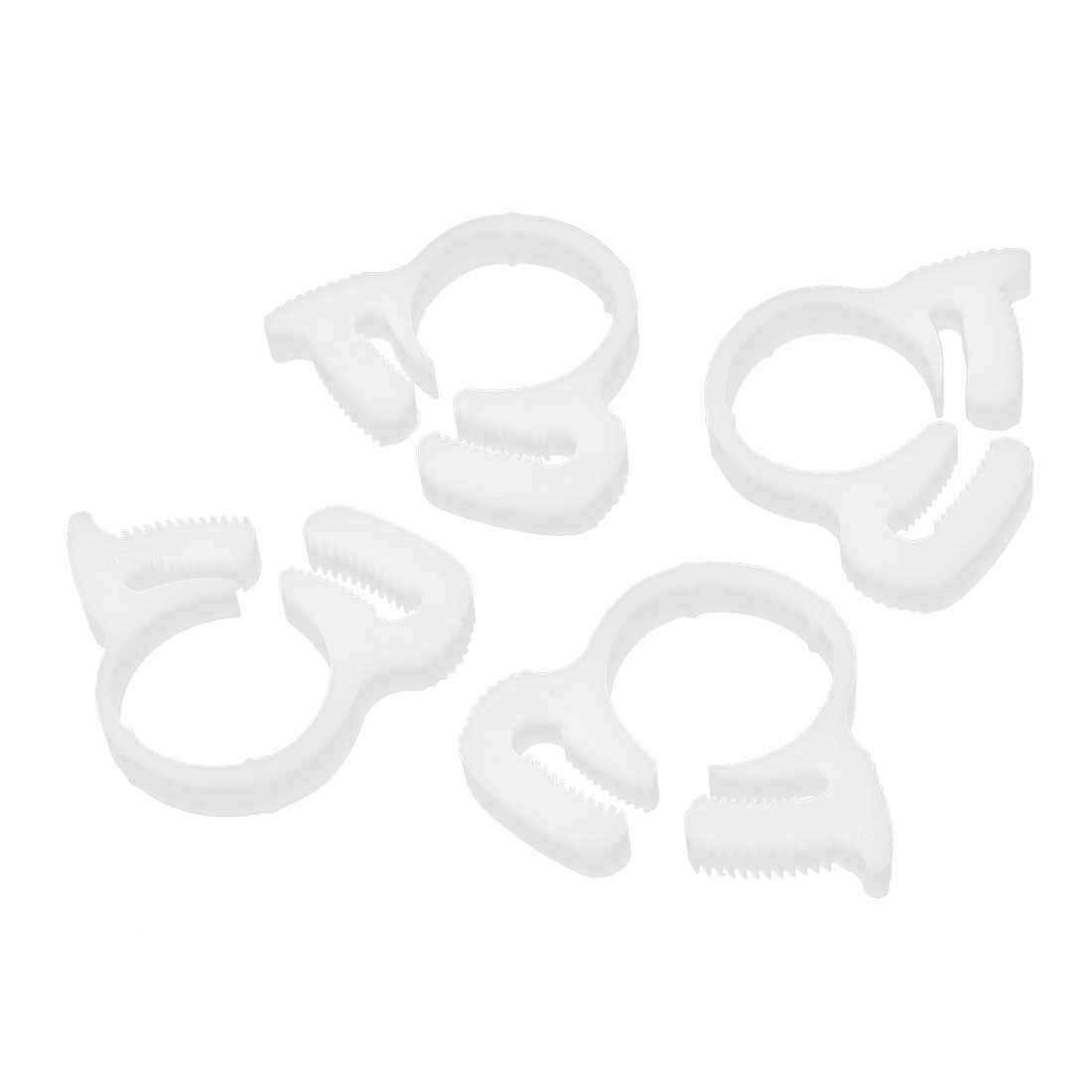 Harfington 17.2mm-19.2mm Double Gripping Plastic Hose Clamps Clips Fasteners White 4 Pcs