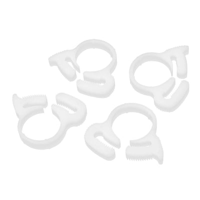 Harfington 17.2mm-19.2mm Double Gripping Plastic Hose Clamps Clips Fasteners White 4 Pcs